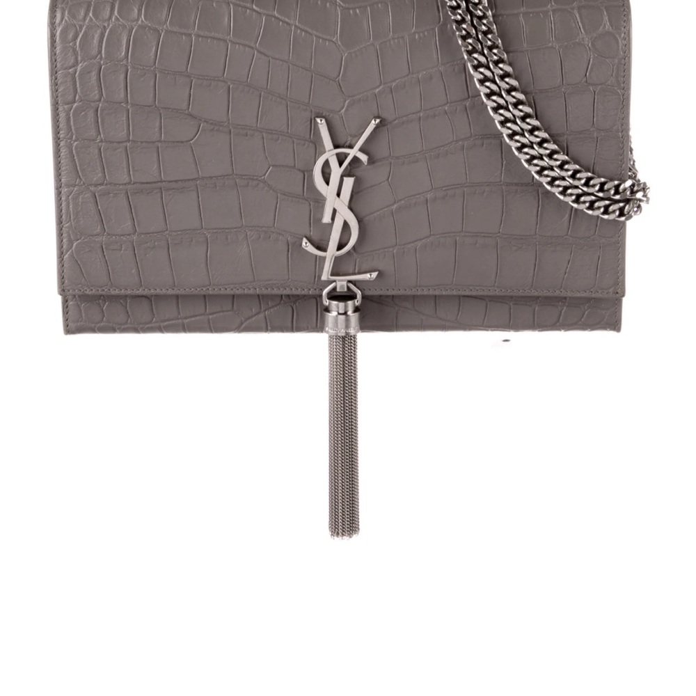 Saint Laurent

Small Kate Crocodile-Embossed Leather Shoulder Bag With Tassel